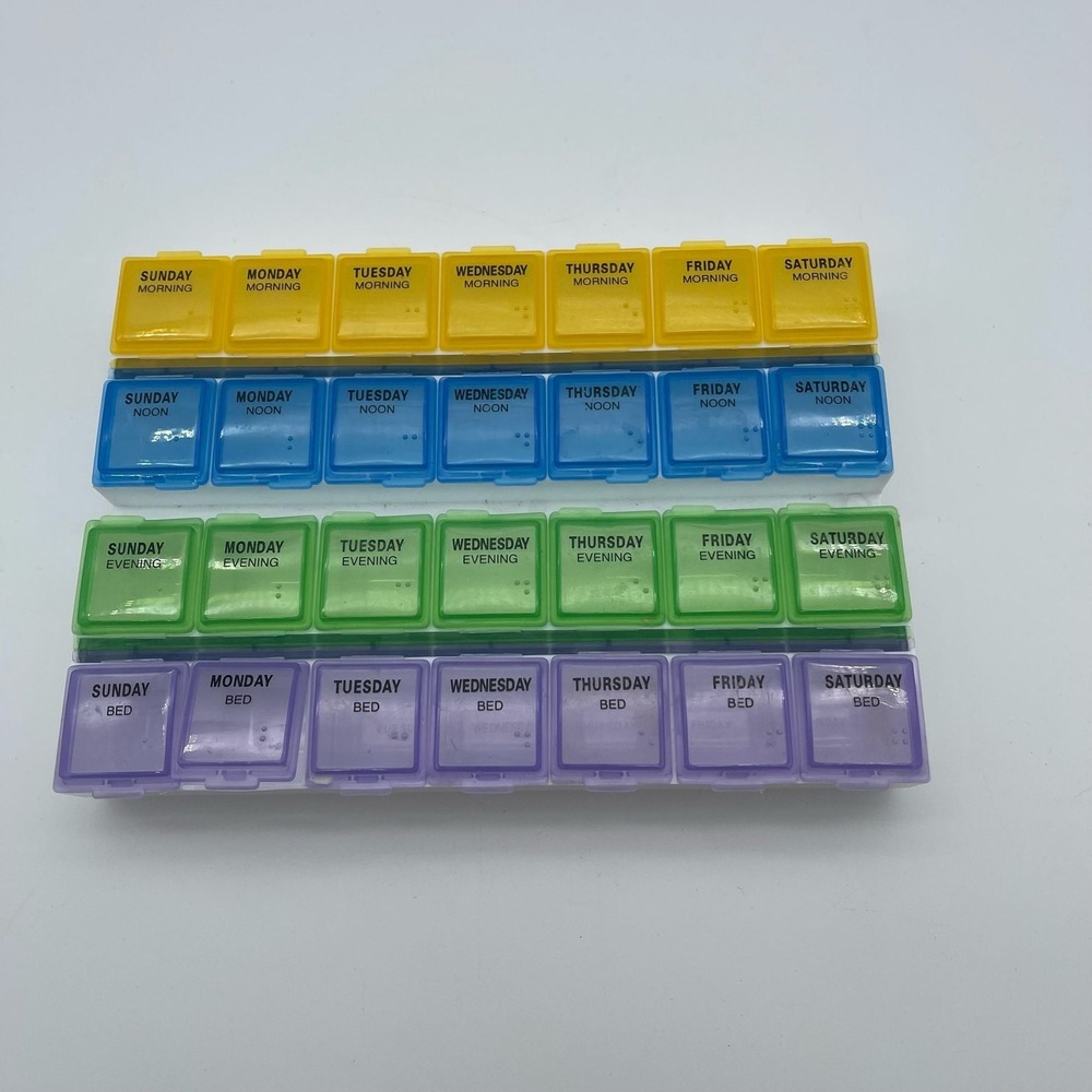 Ezy Dose Weekly 7-Day Pill Organizer 4 Times a Day Large Medtime Planner 12345